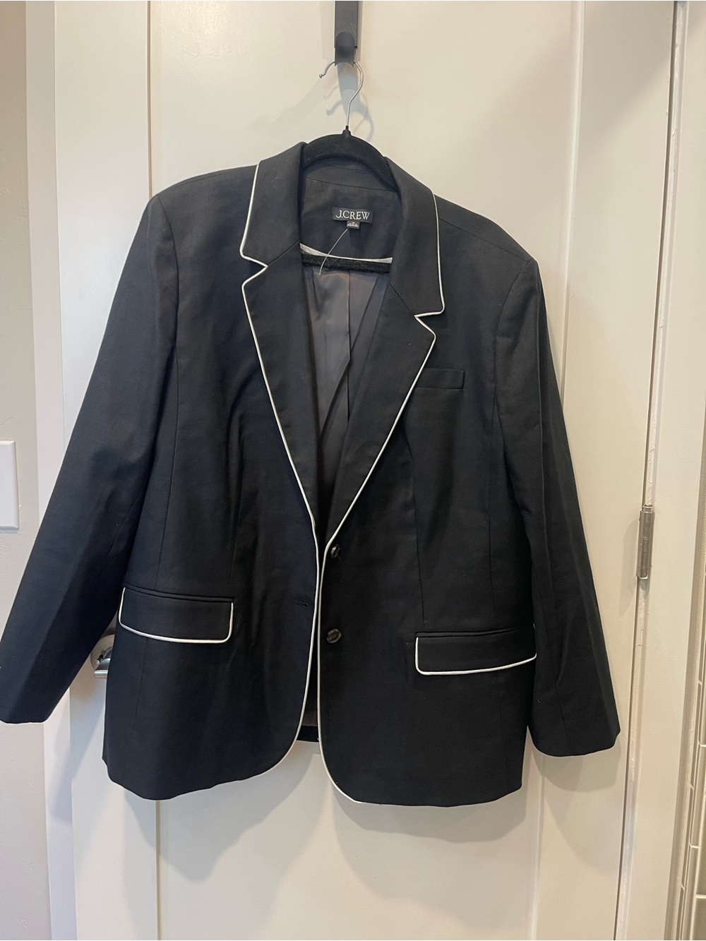 J. Crew Black Blazer with White Piping Sz 18 $288